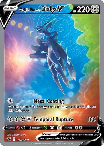 Origin Forme Dialga V (Alternate Full Art) 177/189 card from SWSH10: Astral Radiance
