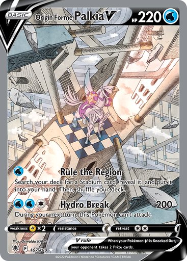 Origin Forme Palkia V (Alternate Full Art) 167/189 card from SWSH10: Astral Radiance