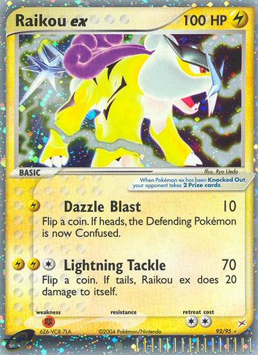 Raikou ex 92/95 card from Team Magma vs Team Aqua