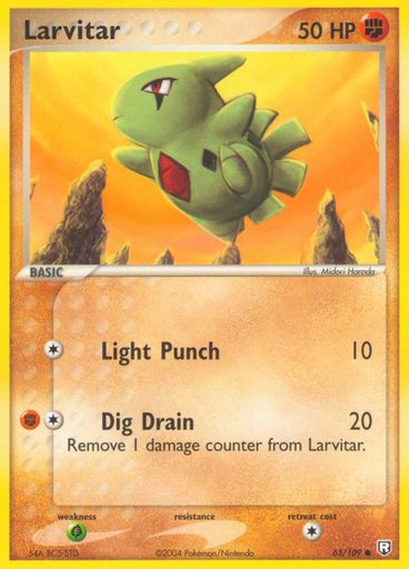 Larvitar 63/109 card from Team Rocket Returns