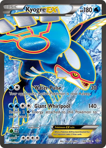 Kyogre EX (148 Full Art) 148/160 card from XY - Primal Clash