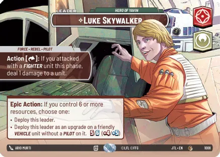 Luke Skywalker - Hero of Yavin (Showcase) 1008 card from Jump to Lightspeed