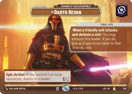 Darth Revan - Scourge of the Old Republic (Showcase) 1021 card from Legends of the Force