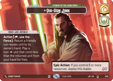 Qui-Gon Jinn - Student of the Living Force (Showcase) 1020 card from Legends of the Force