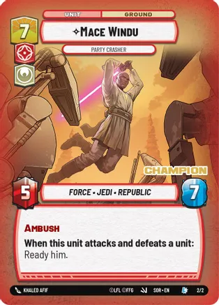 Mace Windu - Party Crasher (Champion) 2/2 card from Organized Play Promos