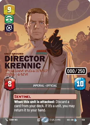 Director Krennic - I Lose Nothing But Time (Serialized) 1136 card from Secrets of Power