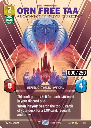 Orn Free Taa - Political Power Broker (Serialized) 1144 card from Secrets of Power