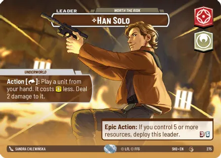 Han Solo - Worth the Risk (Showcase) 275 card from Shadows of the Galaxy