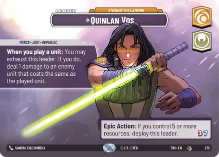 Quinlan Vos - Sticking the Landing (Showcase) 275 card from Twilight of the Republic