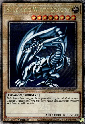 Blue-Eyes White Dragon (Quarter Century Secret Rare) MP24-EN001 card from 25th Anniversary Tin: Dueling Mirrors