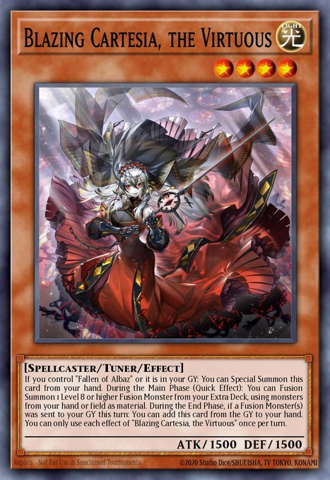 Blazing Cartesia, the Virtuous (New Art) (Quarter Century Secret Rare) RA04-EN041 card from Quarter Century Stampede