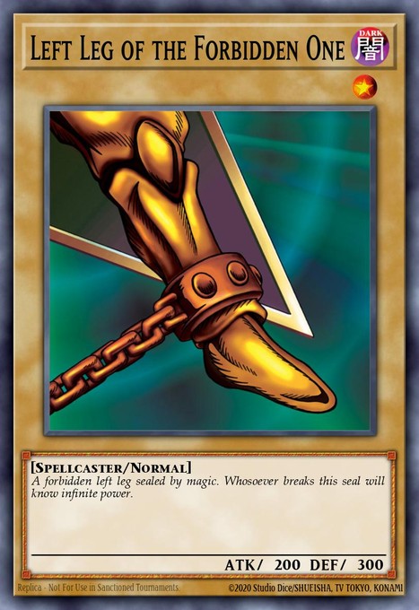 Left Leg of the Forbidden One LOB-121 card from The Legend of Blue Eyes White Dragon