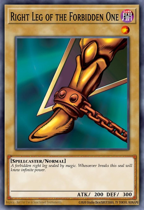 Right Leg of the Forbidden One LOB-120 card from The Legend of Blue Eyes White Dragon