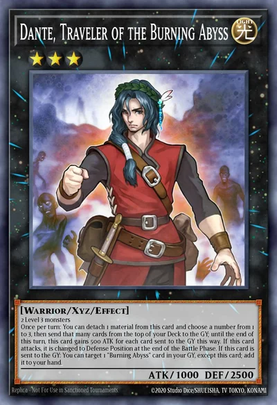Dante, Traveler of the Burning Abyss 25YC-ENP05 card from Yu-Gi-Oh! Championship Series 2025 Prize Cards